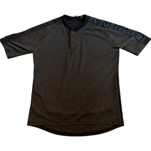Giro Mens Cycling Medium Gray Black Gray Henley Short Sleeve MTB Bike Shirt